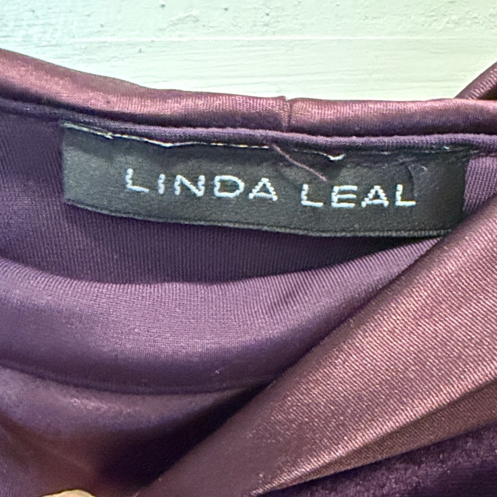 Luxurious Velvet Top in Deep Purple with Satiny Neckline - Picture 2 of 7